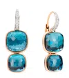 Pomellato Rose Gold, Blue Topaz And Diamond Nudo Earrings In Blue