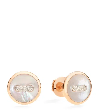 Pomellato Rose Gold, Diamond And Mother-of-pearl Pom Pom Dot Stud Earrings In Pink