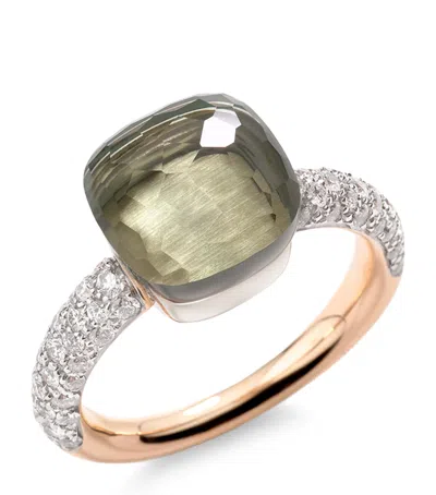 Pomellato Rose Gold, Diamond And Prasiolite Nudo Classic Ring In Green