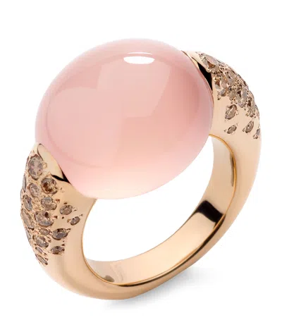 Pomellato Rose Gold, Diamond And Rose Quartz Iconica Ring In Pink