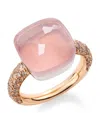 Pomellato Rose Gold, Diamond And Rose Quartz Nudo Maxi Ring In Pink