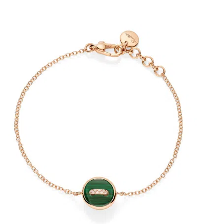 Pomellato 18kt Rose Gold Pom Pom Dot Malachite, Mother Of Pearl And Diamond Bracelet In Pink