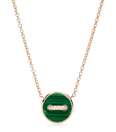 Pomellato Rose Gold, Diamond, Mother-of-pearl And Malachite Pom Pom Dot Necklace In Pink