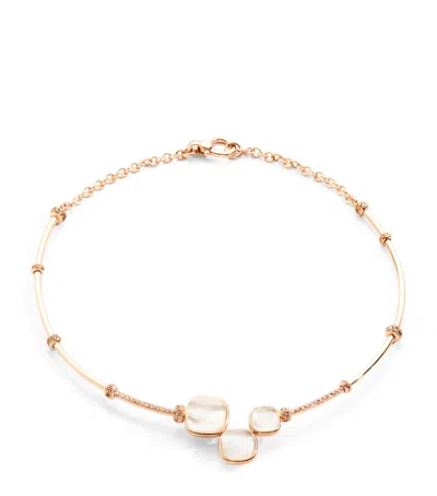 Pomellato Rose Gold, Diamond, White Topaz And Mother-of-pearl Nudo Rivière Necklace
