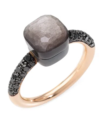 Pomellato Rose Gold, Obsidian And Black Diamond Nudo Ring