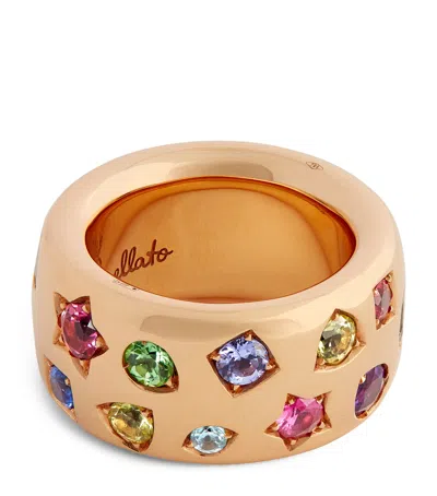 Pomellato Rose Gold, Tanzanite, Sapphire And Ruby Iconica Color Maxi Ring