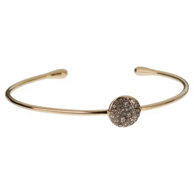 Pre-owned Pomellato Sabbia 18k Rose Gold Brown Diamond Cuff Bangle Bracelet In Red