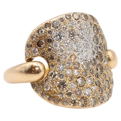 Pre-owned Pomellato Sabbia Diamond 18k Rose Gold Ring, Signed, 1990s. In Red