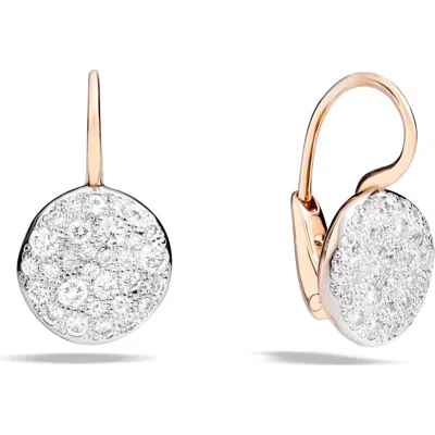 Pomellato Sabbia Diamond Disc Drop Earrings In Gold