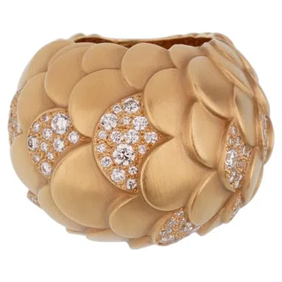 Pre-owned Pomellato Sirene 18k Rose Gold Diamond Cocktail Ring Sz 6 In Red