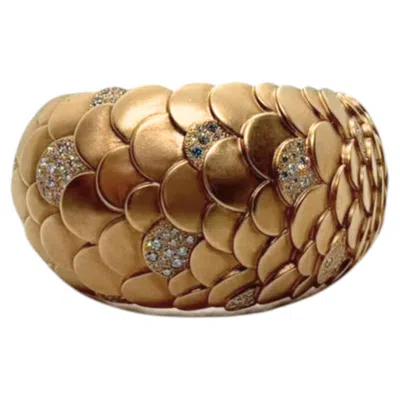 Pre-owned Pomellato Sirene Limited Edition Diamond Rose Gold Mermaid Scales Cuff Bracelet In Red