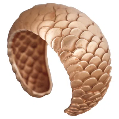 Pre-owned Pomellato Sirene Matte Rose Gold Scale Cuff Bracelet In Red