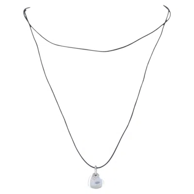 Pre-owned Pomellato Sterling Silver Heart Pendant Black Cord Necklace