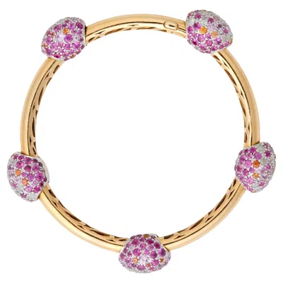 Pre-owned Pomellato Tango 18k Gold, Pink Sapphire, Orange Sapphire And Diamond Bracelet