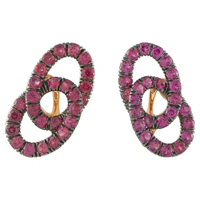 Pre-owned Pomellato Tango 18k Rose Gold Pink Tourmaline Earrings Po11-060426 In Red