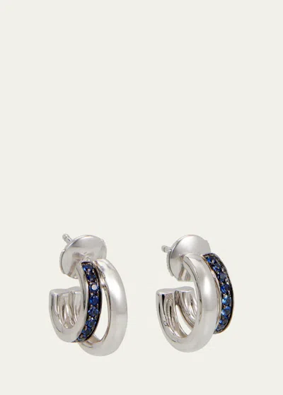 Pomellato Together 18k White Gold And Sapphire Double Hoop Earrings In Metallic