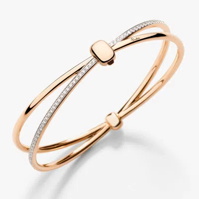 Pomellato 18k Rose Gold Iconica Diamond Crossover Bangle Bracelet In Pink