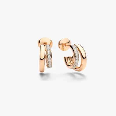 Pomellato 18k Rose Gold Iconica Diamond Double Huggie Earrings