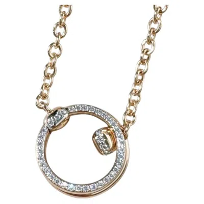 Pre-owned Pomellato Together Necklace 18k Rose Gold Pavé Diamonds In Red