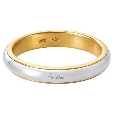 Pre-owned Pomellato Two-tone 18k Gold Wedding Band, White Exterior Over Yellow Interior