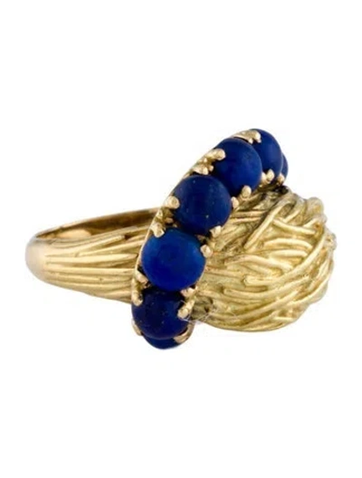 Pre-owned Pomellato Vintage 18k Lapis Lazuli Cocktail Ring In Multi