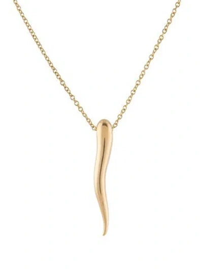 Pre-owned Pomellato Vintage 18k Large Horn Pendant Necklace, 19.75" In Multi