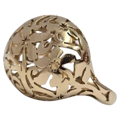 Pre-owned Pomellato Vintage  Arabesque Openwork 18k Gold Dome Ring In Multi