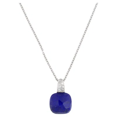 Pre-owned Pomellato Vintage  Capri Lapis Lazuli And Diamond Necklace In White Gold