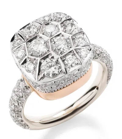 Pomellato White Gold And Diamond Nudo Assoluto Soliatire Ring In Metallic