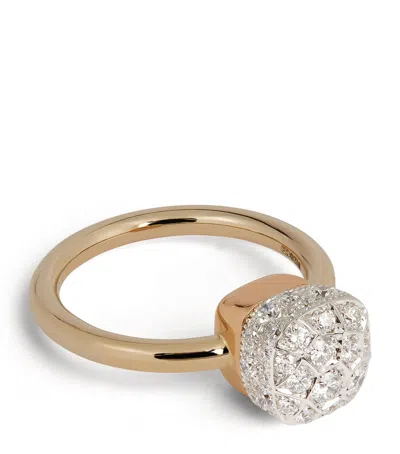 Pomellato White Gold, Rose Gold And Diamond Nudo Solitaire Ring