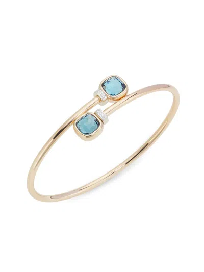 Pomellato Women's Nudo Mini 18k Rose Gold & London Blue Topaz Wrap Bangle In Green