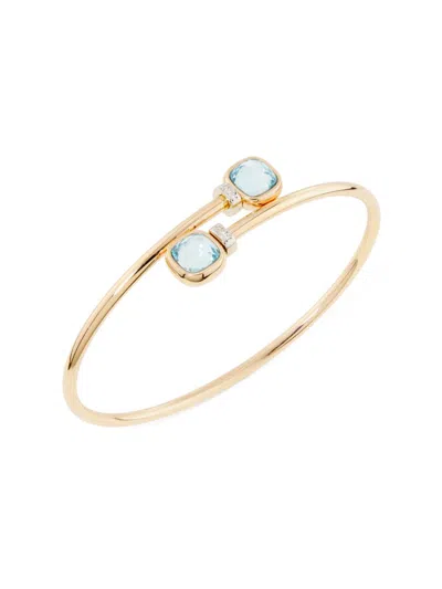 Pomellato Women's Nudo Mini 18k Rose Gold, Sky Blue Topaz & 0.02 Tcw Diamond Bangle Bracelet