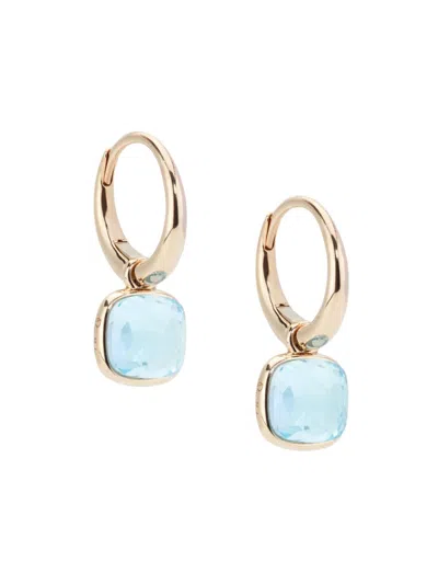 Pomellato Women's Nudo Mini Sky Blue Topaz & 18k Rose Gold Hoop Earrings