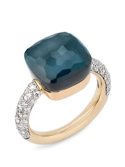 Pomellato Women's Nudo Two-tone 18k Gold, London Blue Topaz & 0.70 Tcw Diamond Ring In Rose White Gold
