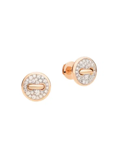 Pomellato Women's Pom Pom Dot 18k Rose Gold & 0.40 Tcw Diamond Button Stud Earrings