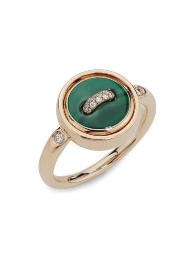 Pomellato Women's Pom Pom Dot Pavé Diamond, Malachite, Mother Of Pearl & 18k Rose Gold Reversible Ring