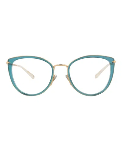 Pre-owned Pomellato Women's  Cat Eyeframe Acetate Optical Frames In Blue Gold Transparent (pm0083o/30008665/001