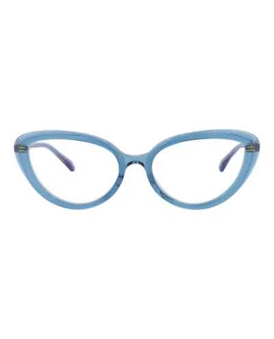 Pre-owned Pomellato Women's  Cat Eyeframe Acetate Optical Frames In Light Blue Light Blue Transparent (pm0112o/
