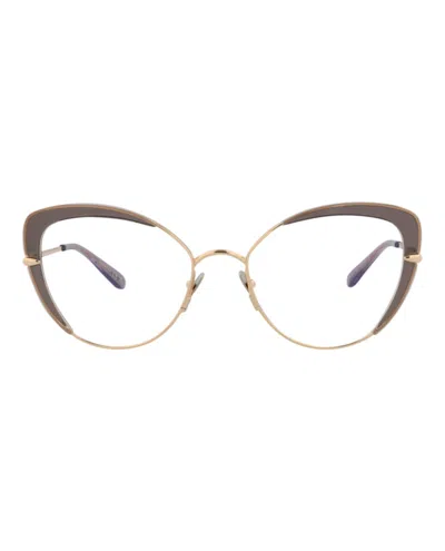 Pre-owned Pomellato Women's  Cat Eyeframe Metal Optical Frames In Gold Gold Transparent (pm0125o/30014246/001)