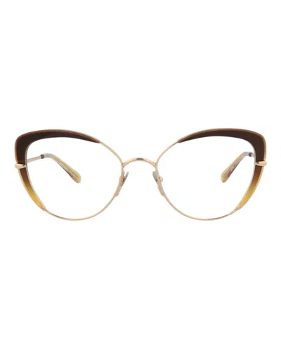 Pre-owned Pomellato Women's  Cat Eyeframe Metal Optical Frames In Gold Gold Transparent (pm0125o/30014246/003)