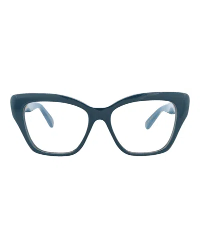 Pre-owned Pomellato Women's  Cat Eyeframe Recycled Acetate Optical Frames In Blue Blue Transparent (pm0120o/300