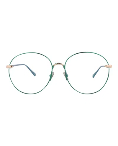 Pre-owned Pomellato Women's  Roundframe Metal Optical Frames In Blue Blue Transparent (pm0109o/30012020/003)