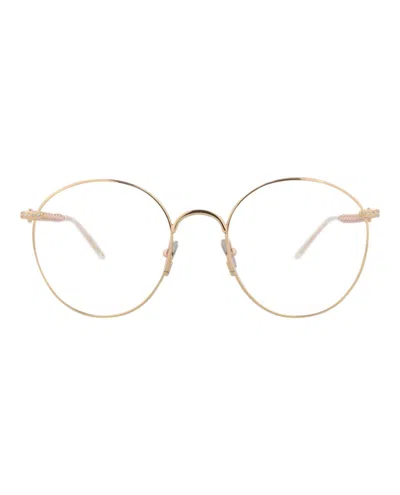 Pre-owned Pomellato Women's  Roundframe Metal Optical Frames In Gold Gold Transparent (pm0103o/30010215/001)