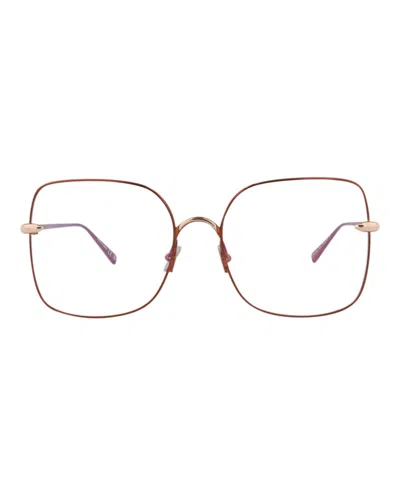 Pre-owned Pomellato Women's  Squareframe Metal Optical Frames In Brown Brown (pm0108o/30012013/003)