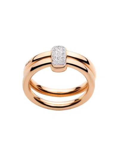 Pomellato Women's Together 18k Rose Gold & 0.1 Tcw Diamond 2-row Ring
