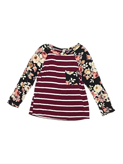 Pre-owned Pomelo Kids' 3/4 Sleeve T-shirt In Burgundy