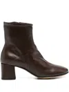 Pomme D'or 65mm Block-heel Leather Ankle Boots In Burgundy