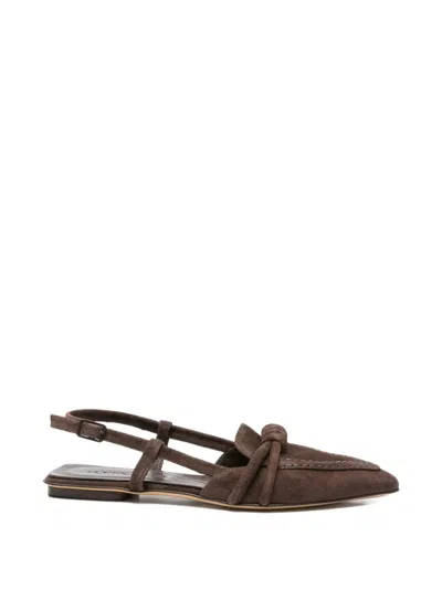 Pomme D'or Any Suede Flat Pumps In Brown