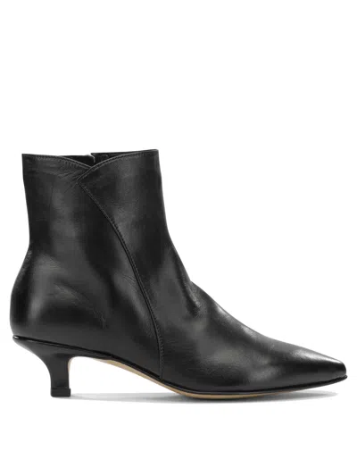 Pomme D'or Black Leather Cow Leather Boots In Multi