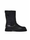 Pomme D'or Black Leather Platform Boots In Black